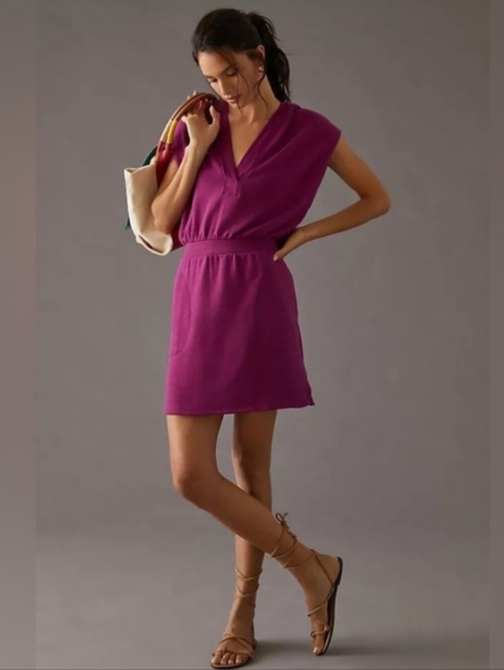 Anthropologie Daily Practice  Komi Hooded Magenta Mini Dress XSP